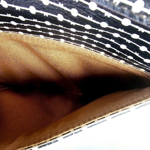 Fossil Smallbody Black, White Key Print Crossbody Handbag w/ Brown Trim & Charm - Picture 8 of 9